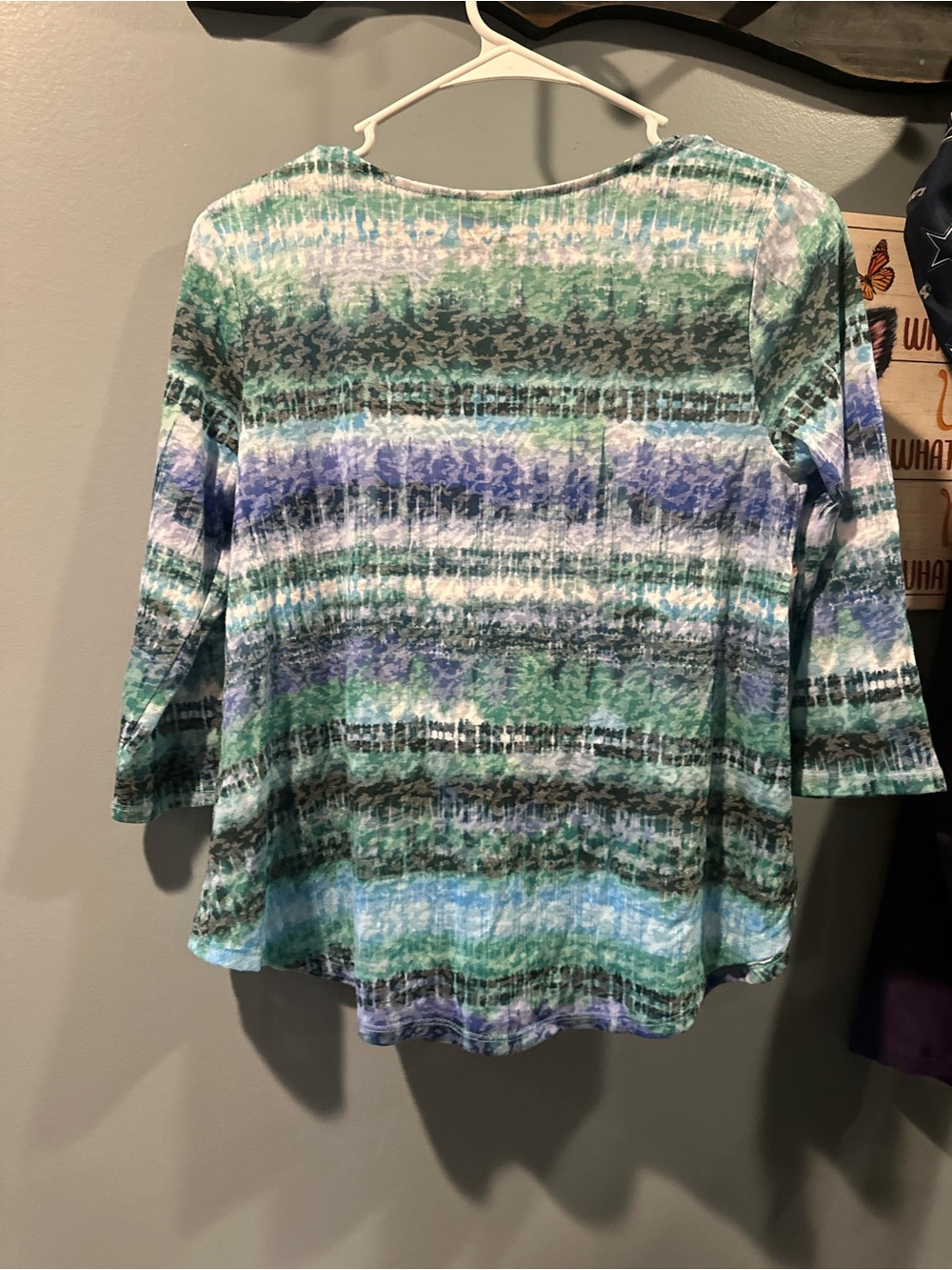 Ruby Rd. Striped Knit Top in Teal, Blue & Green - Picture 3 of 4